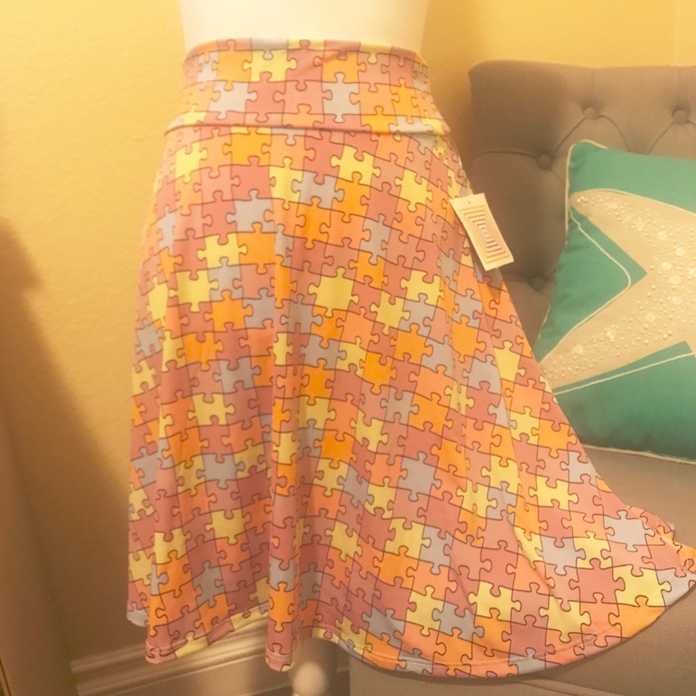 Lularoe Azure Skirt Autism Awareness Print